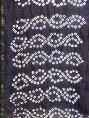 Geroo Jaipur Navy Blue Hand Crafted Bandhani art silk saree 4