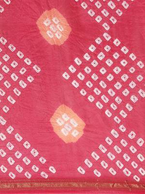 Geroo Jaipur Magenta Hand Crafted Bandhani art silk saree 4