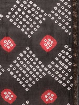 Geroo Jaipur Black Hand Crafted Bandhani art silk saree 4