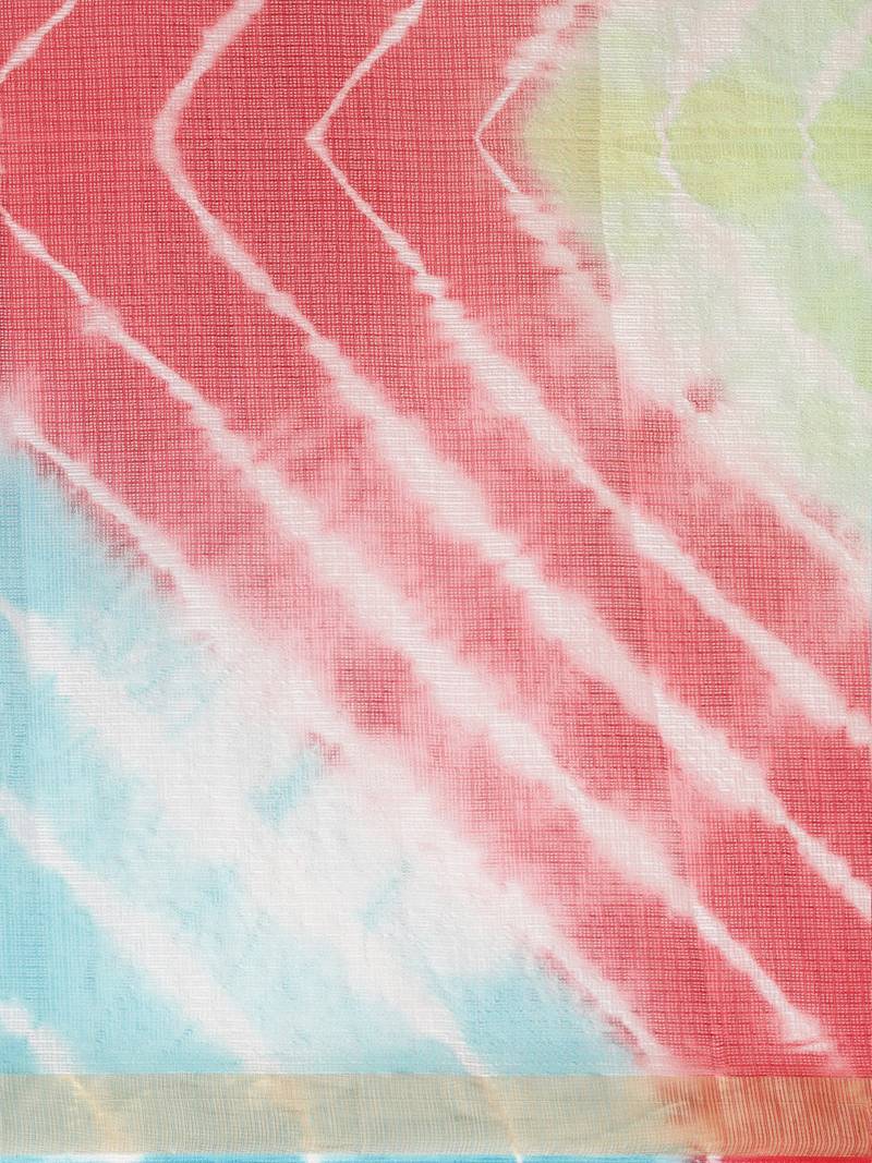 Geroo Jaipur Multi Hand Crafted tie & dye/Bandhani multi colour art Kota silk saree