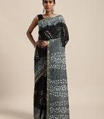 Geroo Jaipur Black Hand Crafted tie & dye/Bandhani art silk saree
