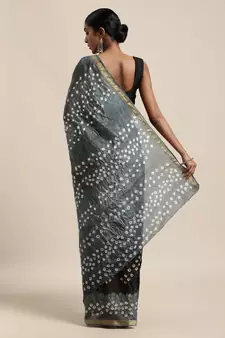   Black Hand Crafted tie & dye/Bandhani art silk saree