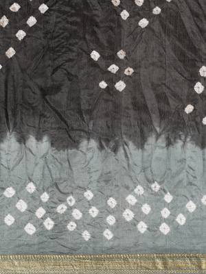   Black Hand Crafted tie & dye/Bandhani art silk saree 4
