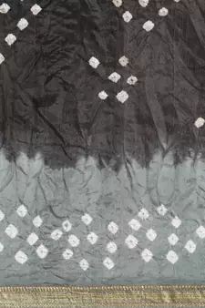   Black Hand Crafted tie & dye/Bandhani art silk saree