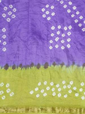 Geroo Jaipur Purple Hand Crafted tie & dye/Bandhani art silk saree 4