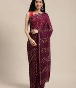 Geroo Jaipur Maroon Hand Crafted tie & dye/Bandhani art silk saree