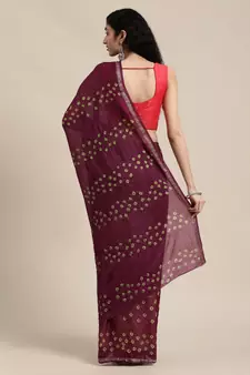   Maroon Hand Crafted tie & dye/Bandhani art silk saree