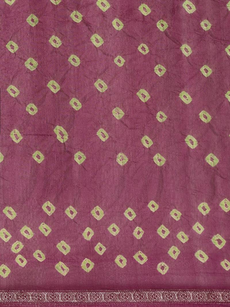 Geroo Jaipur Maroon Hand Crafted tie & dye/Bandhani art silk saree