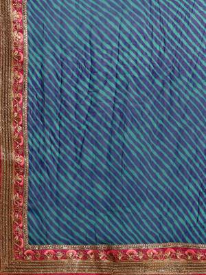 Geroo Jaipur Blue Rajasthani printed georgette Lehariya saree 4
