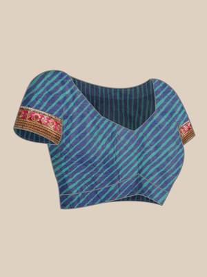 Geroo Jaipur Blue Rajasthani printed georgette Lehariya saree 5