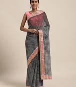 Geroo Jaipur Black Rajasthani printed georgette Lehariya saree