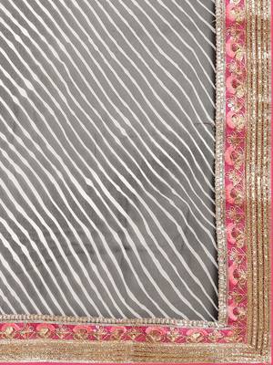   Black Rajasthani printed georgette Lehariya saree 4