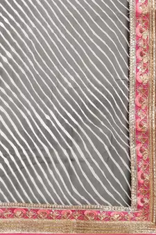   Black Rajasthani printed georgette Lehariya saree