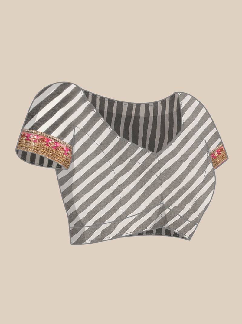 Geroo Jaipur Black Rajasthani printed georgette Lehariya saree