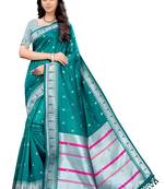 Sky blue woven silk saree with blouse
