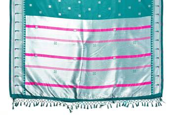 Sky blue woven silk saree with blouse 5