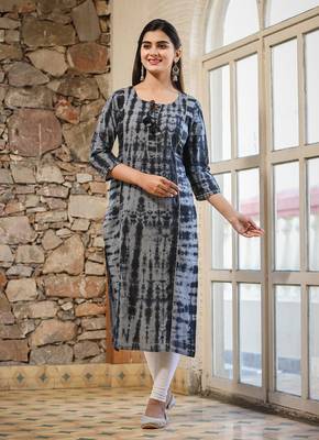 Black Tie Dye Printed Cotton Kurta 1