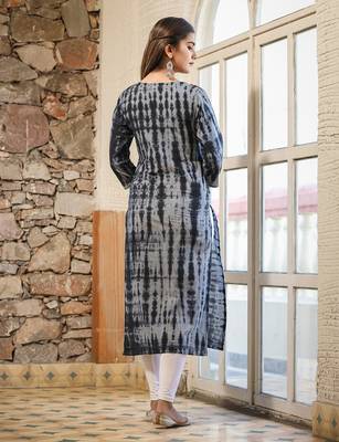 Black Tie Dye Printed Cotton Kurta 2