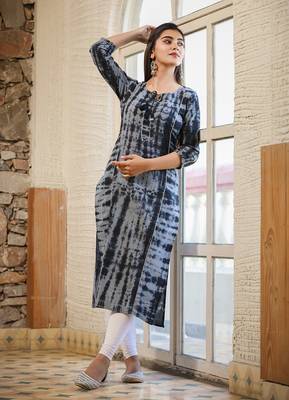 Black Tie Dye Printed Cotton Kurta 4