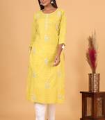 Yellow Polka Dot Printed Kurta Pant Set