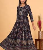 Blue Gold Printed Anarkali Kurta