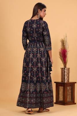 Blue Gold Printed Anarkali Kurta 2