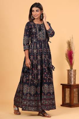 Blue Gold Printed Anarkali Kurta 3