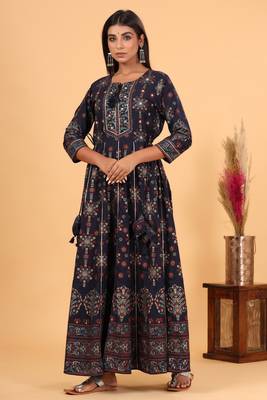 Blue Gold Printed Anarkali Kurta 4