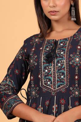 Blue Gold Printed Anarkali Kurta 5