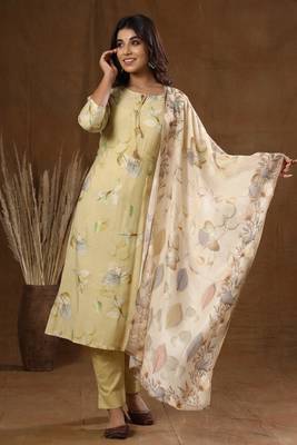 Yellow Printed Modal Suit Set 1