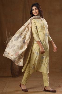 Yellow Printed Modal Suit Set 4