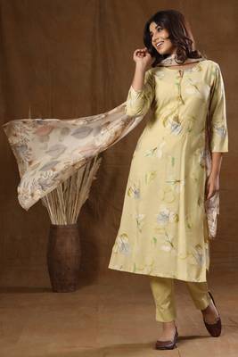 Yellow Printed Modal Suit Set 5
