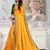 Women's Mustard Plain Lace Work Silk Saree