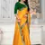 Women's Mustard Plain Lace Work Silk Saree
