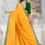 Women's Mustard Plain Lace Work Silk Saree