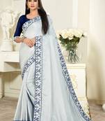 Sky Blue Dola Silk Embroidered Saree