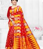 Women'S Red Pure Cotton Dhakai Jamdani Saree