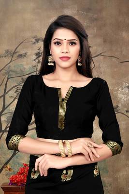 Women'S Black Banarasi Art Silk Jacquard Saree 5