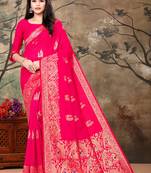 Women'S Pink Banarasi Art Silk Jacquard Saree