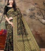 Women'S Black Banarasi Art Silk Jacquard Saree