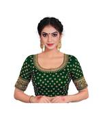 Green Color Embroidered Work  Silk Designer Readymade Saree Bosue