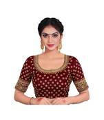 Maroon Color Embroidered Work  Silk Designer Readymade Saree Bosue