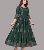 Green
 printed
 rayon
 ethnic-kurtis

