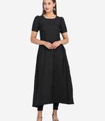 Black
 printed
 crepe
 ethnic-kurtis
