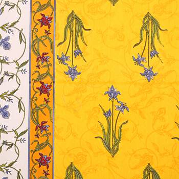 Yellow And Cream Border Yellow Base With  Small Mughal Print Cotton Double Bedsheet 1