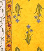 Yellow And Cream Border Yellow Base With  Small Mughal Print Cotton Double Bedsheet