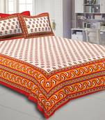 Maroon Border with Bell And Floral Cotton Double Bedsheet