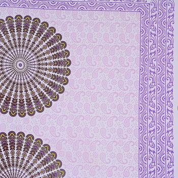 Purple Sanganeri Printed Cotton Double Bed Sheet 1