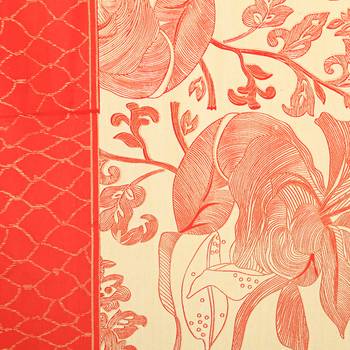 Orange Border With Cream Base Golden Pattern Super Fine Cotton  Double Bedsheet 1