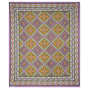 Floral diamonds purple yellow Double Bedsheet 2